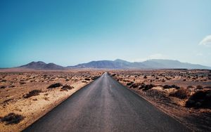 Preview wallpaper road, desert, mountains, asphalt, highway