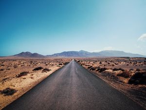 Preview wallpaper road, desert, mountains, asphalt, highway