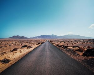 Preview wallpaper road, desert, mountains, asphalt, highway