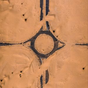 Preview wallpaper road, desert, sand, aerial view