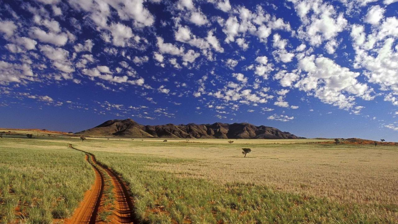 Wallpaper road, dirt, prairie, clouds, sky