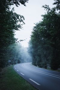 Preview wallpaper road, distance, marking, trees, fog