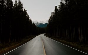Preview wallpaper road, distance, mountains, trees, sky