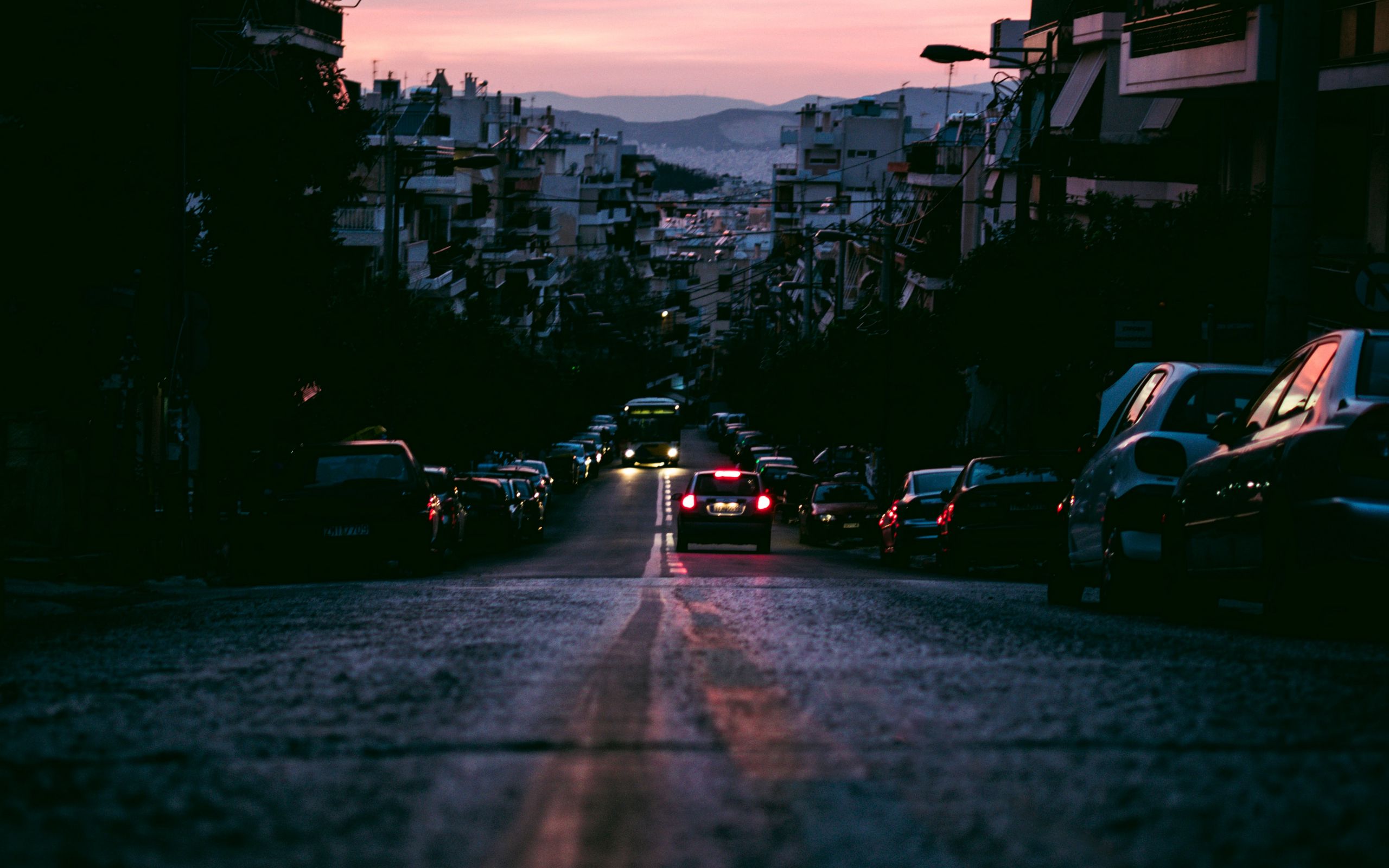 2560x1600 Wallpaper road, evening, marking, street