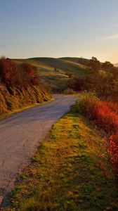 Preview wallpaper road, fall, move, rotate, upland