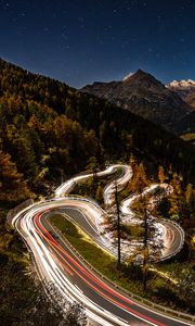 Preview wallpaper road, fast shutter speed, movement, forest