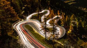 Preview wallpaper road, fast shutter speed, movement, forest