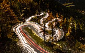 Preview wallpaper road, fast shutter speed, movement, forest