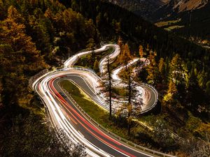 Preview wallpaper road, fast shutter speed, movement, forest