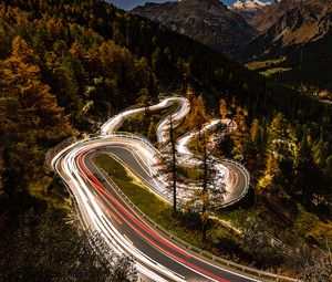 Preview wallpaper road, fast shutter speed, movement, forest