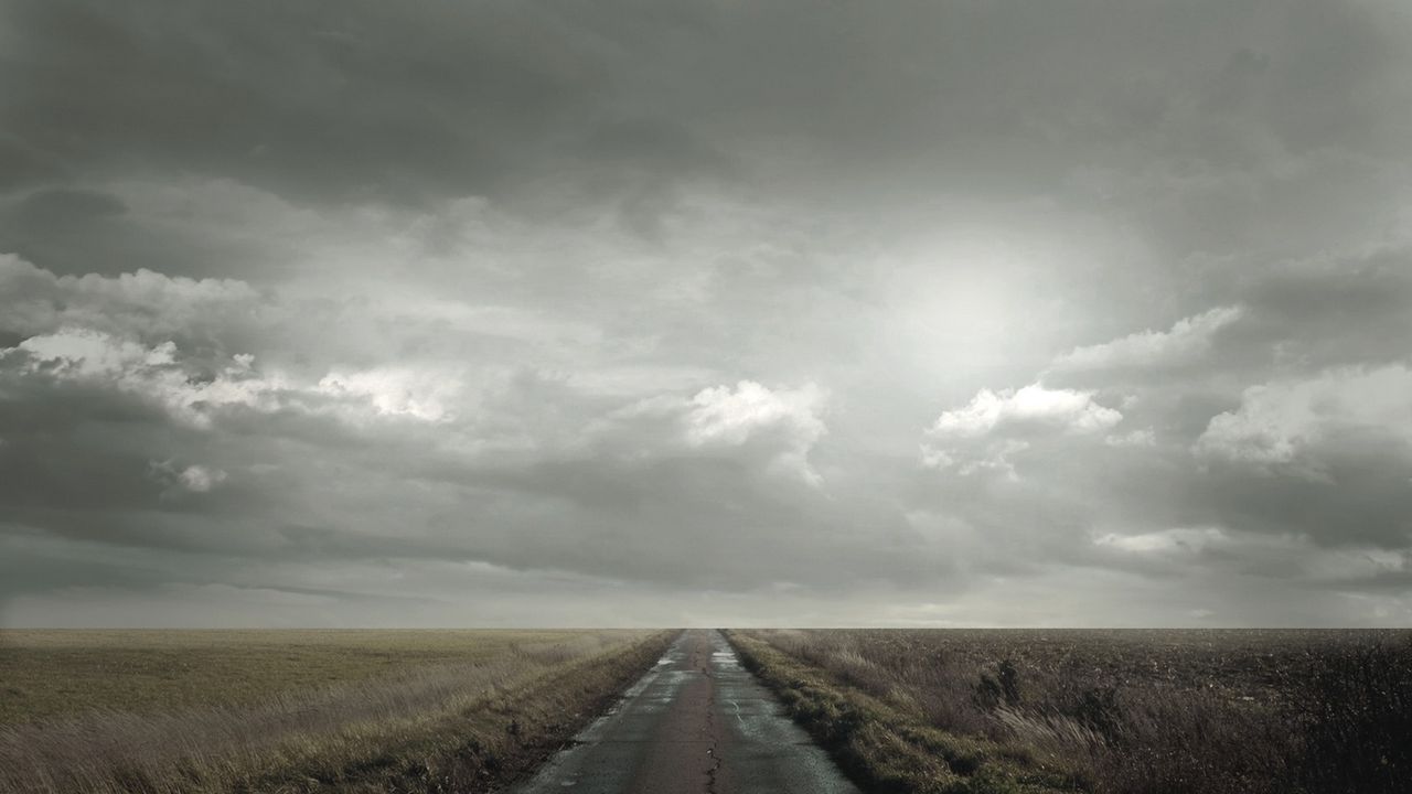 Wallpaper road, field, clouds, cloudy, horizon