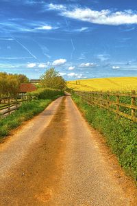 Preview wallpaper road, field, fence, house, landscape