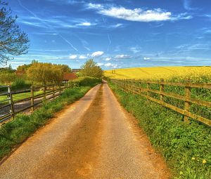 Preview wallpaper road, field, fence, house, landscape