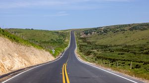 Preview wallpaper road, field, landscape, nature