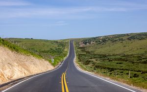 Preview wallpaper road, field, landscape, nature