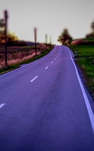 Preview wallpaper road, field, trees, blur