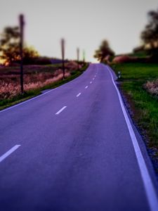 Preview wallpaper road, field, trees, blur