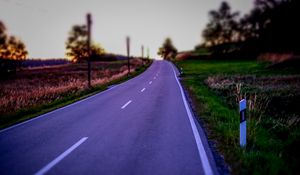 Preview wallpaper road, field, trees, blur