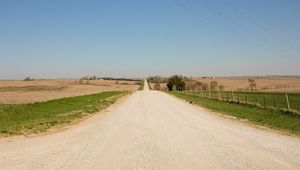 Preview wallpaper road, fields, trees, sky