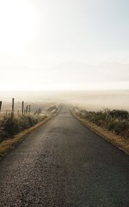 Preview wallpaper road, fog, desert, grass