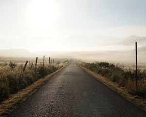 Preview wallpaper road, fog, desert, grass