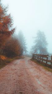 Preview wallpaper road, fog, distance, fence