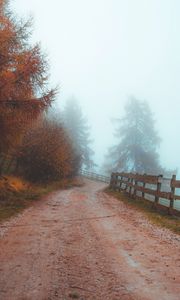 Preview wallpaper road, fog, distance, fence