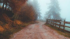 Preview wallpaper road, fog, distance, fence
