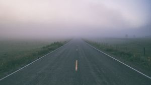 Preview wallpaper road, fog, marking, field