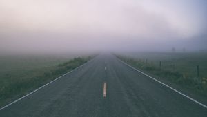 Preview wallpaper road, fog, marking, field
