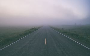 Preview wallpaper road, fog, marking, field
