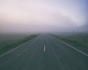 Preview wallpaper road, fog, marking, field