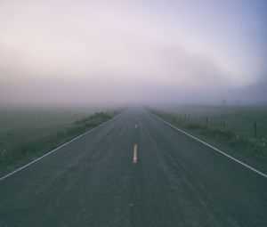 Preview wallpaper road, fog, marking, field