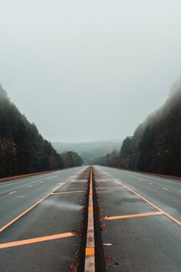 Preview wallpaper road, fog, marking, trees, lines