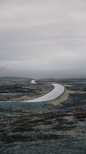 Preview wallpaper road, fog, mountains, tortuous, hilly