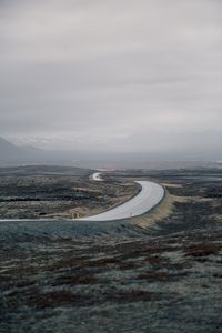 Preview wallpaper road, fog, mountains, tortuous, hilly