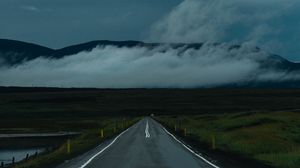 Preview wallpaper road, fog, mountains, nature