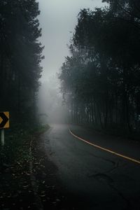 Preview wallpaper road, fog, trees, mist, nature