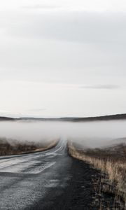 Preview wallpaper road, fog, valley, morning, nature