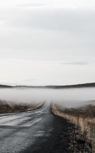 Preview wallpaper road, fog, valley, morning, nature