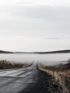 Preview wallpaper road, fog, valley, morning, nature