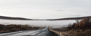 Preview wallpaper road, fog, valley, morning, nature