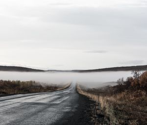 Preview wallpaper road, fog, valley, morning, nature