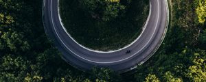 Preview wallpaper road, forest, aerial view, turn, winding