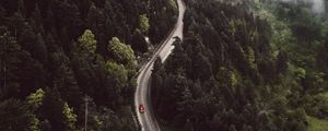 Preview wallpaper road, forest, aerial view, mountains, hills