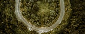 Preview wallpaper road, forest, aerial view, turn, winding