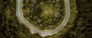 Preview wallpaper road, forest, aerial view, turn, winding