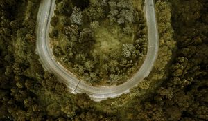 Preview wallpaper road, forest, aerial view, turn, winding