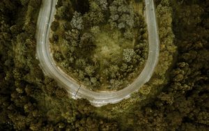 Preview wallpaper road, forest, aerial view, turn, winding