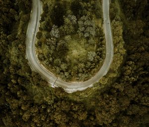 Preview wallpaper road, forest, aerial view, turn, winding